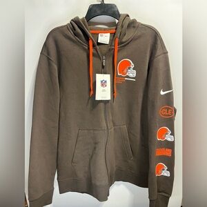 NWT NFL Nike Cleveland Browns Zip Up Brown Hoodie
